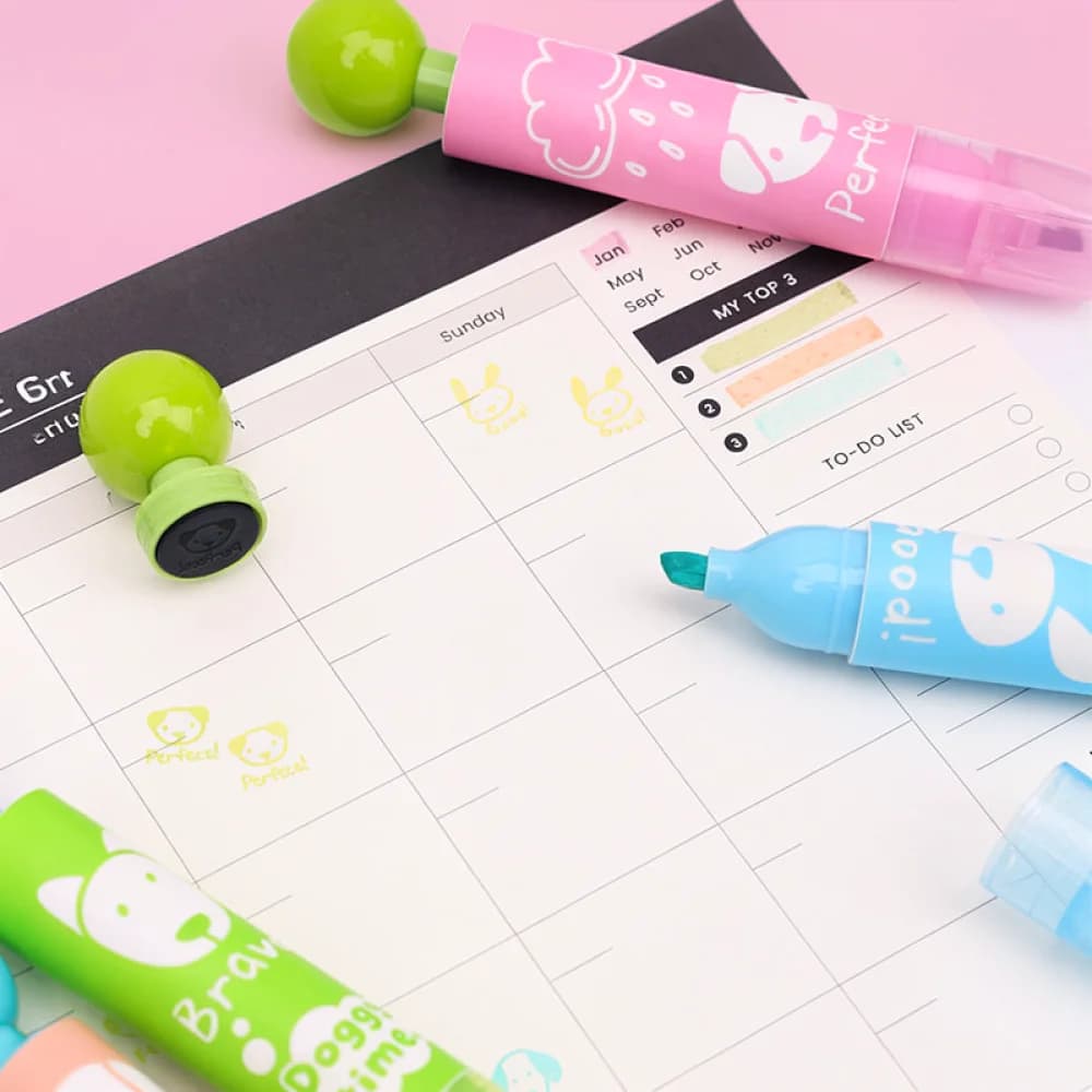 Creative Stamp Highlighter Pen Set Colorful Marker For Scrapbooking Notebook Drawing School Office Stationery Supplies Kids