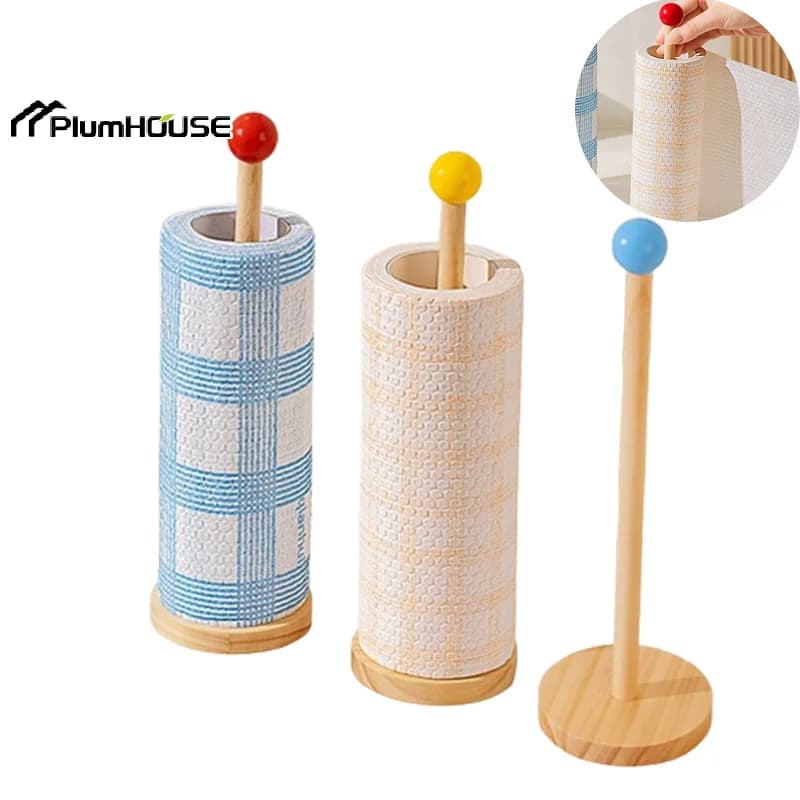 Porta asciugamani di carta in rotolo di legno per cucina, bagno, tessuto, supporto verticale, vaso di carta usa e getta, accessori per la conservazione della toilette
