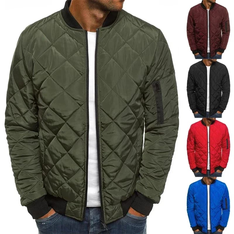 Giacca invernale in cotone nuovo Colletto da baseball da uomo Giacca in cotone leggero pressato a rete Manica lunga casual da volo vintage