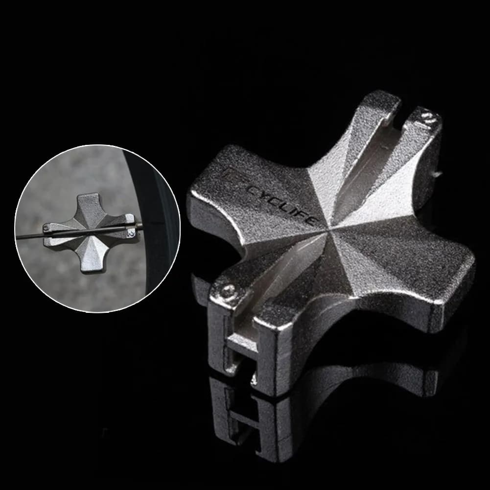 Mini chiave a raggi per bicicletta cerchio per bici in acciaio chiave a 4 vie chiave a raggi per bicicletta regolatore chiave per capezzolo strumenti di riparazione accessori per bici