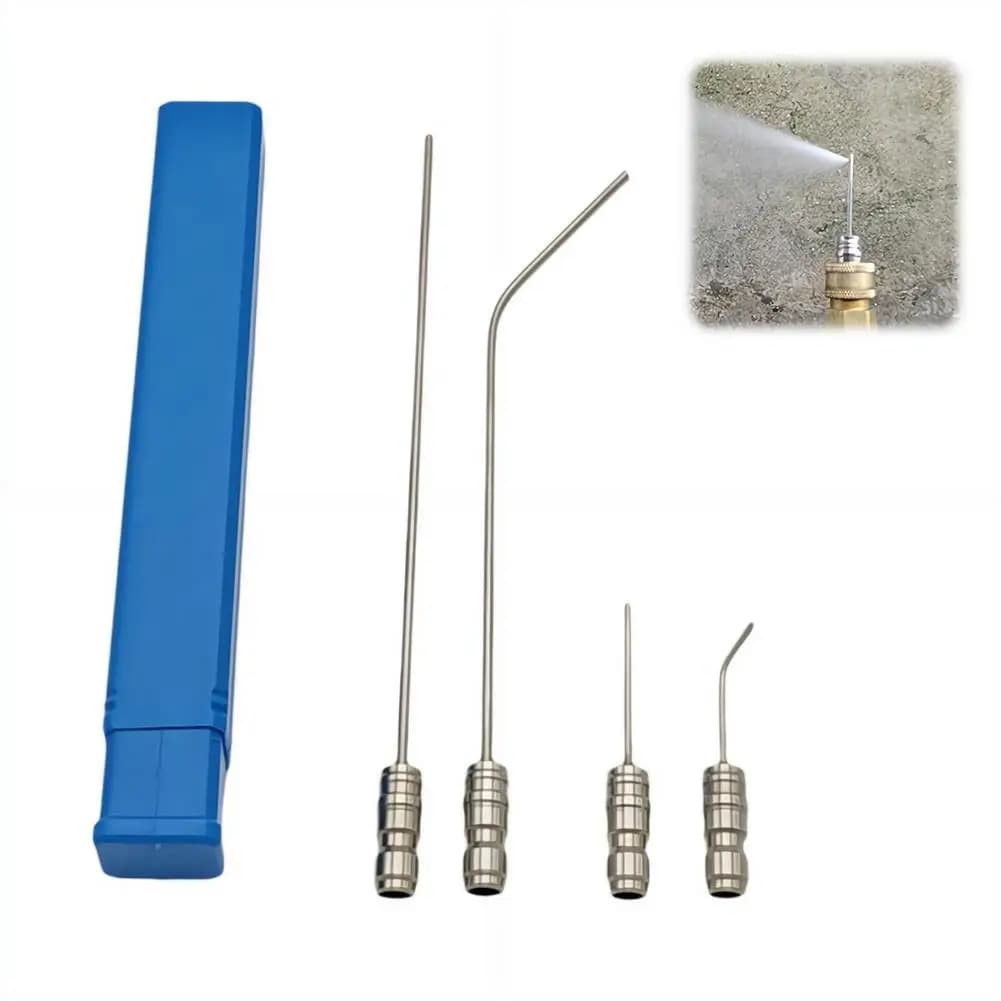 4PCS Stainless Steel High Pressure Cleaning Needle Nozzle Quick Connect Nozzle Set For Deep Cleaning AC & Car Washer Tools