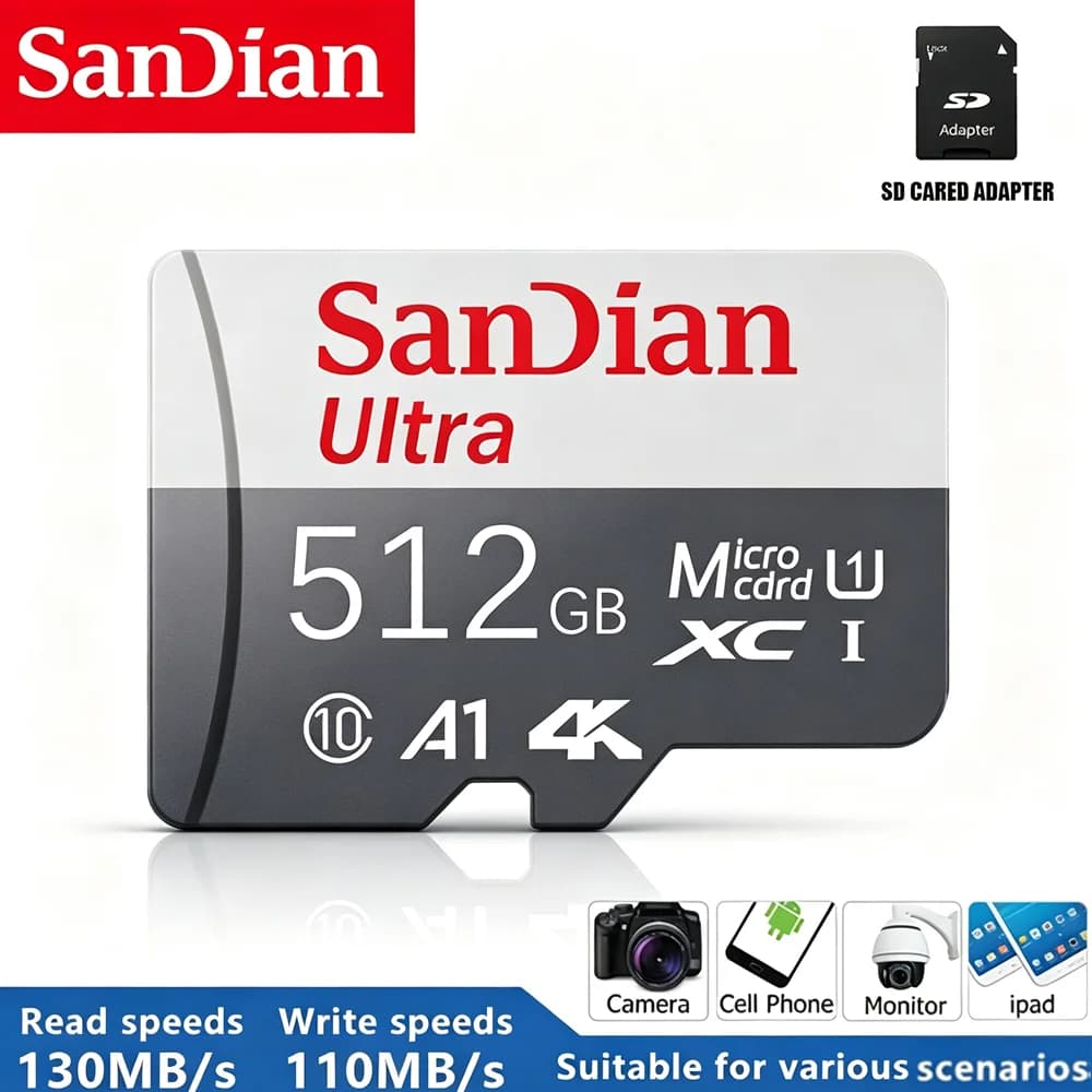 Micro SD Card Memory 64GB 128GB 256GB 512GB High-Speed Premium MicroTF for Dash 2026 Chromebook 512GB Extreme Viral 2026