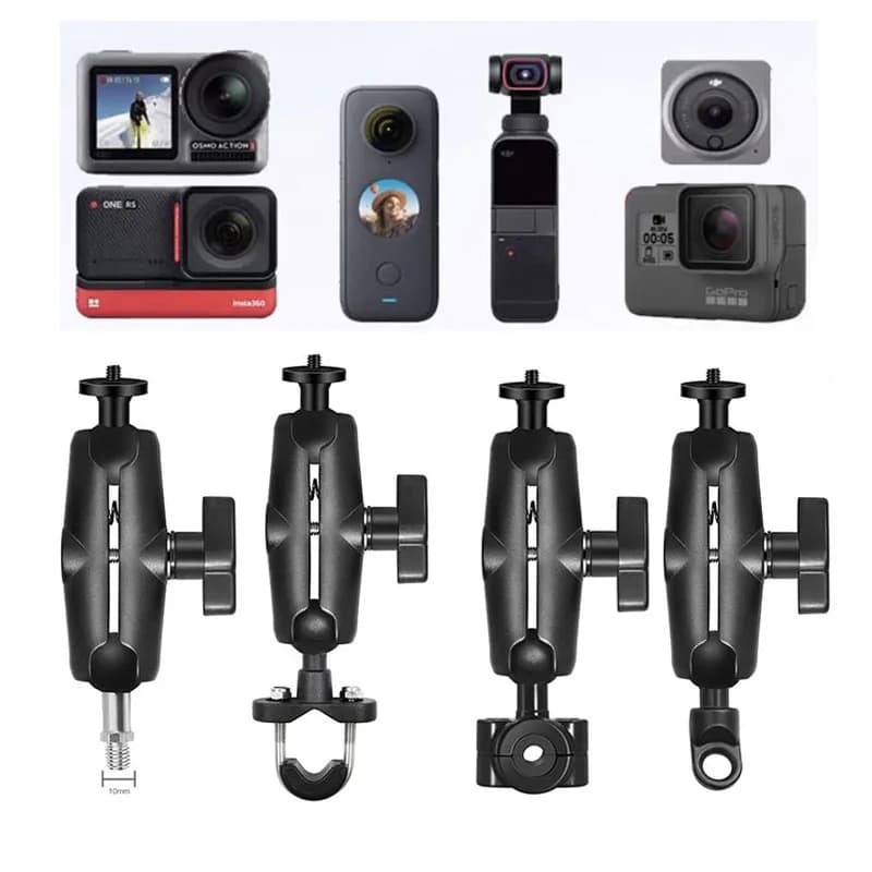 Moto Bicicletta Doppio Clip Staffa per Insta360 X5 X4 X3 X2 GoPro 13 12 11 10 9 Selfie Stick Monopiede Montaggio Supporto Del Manubrio