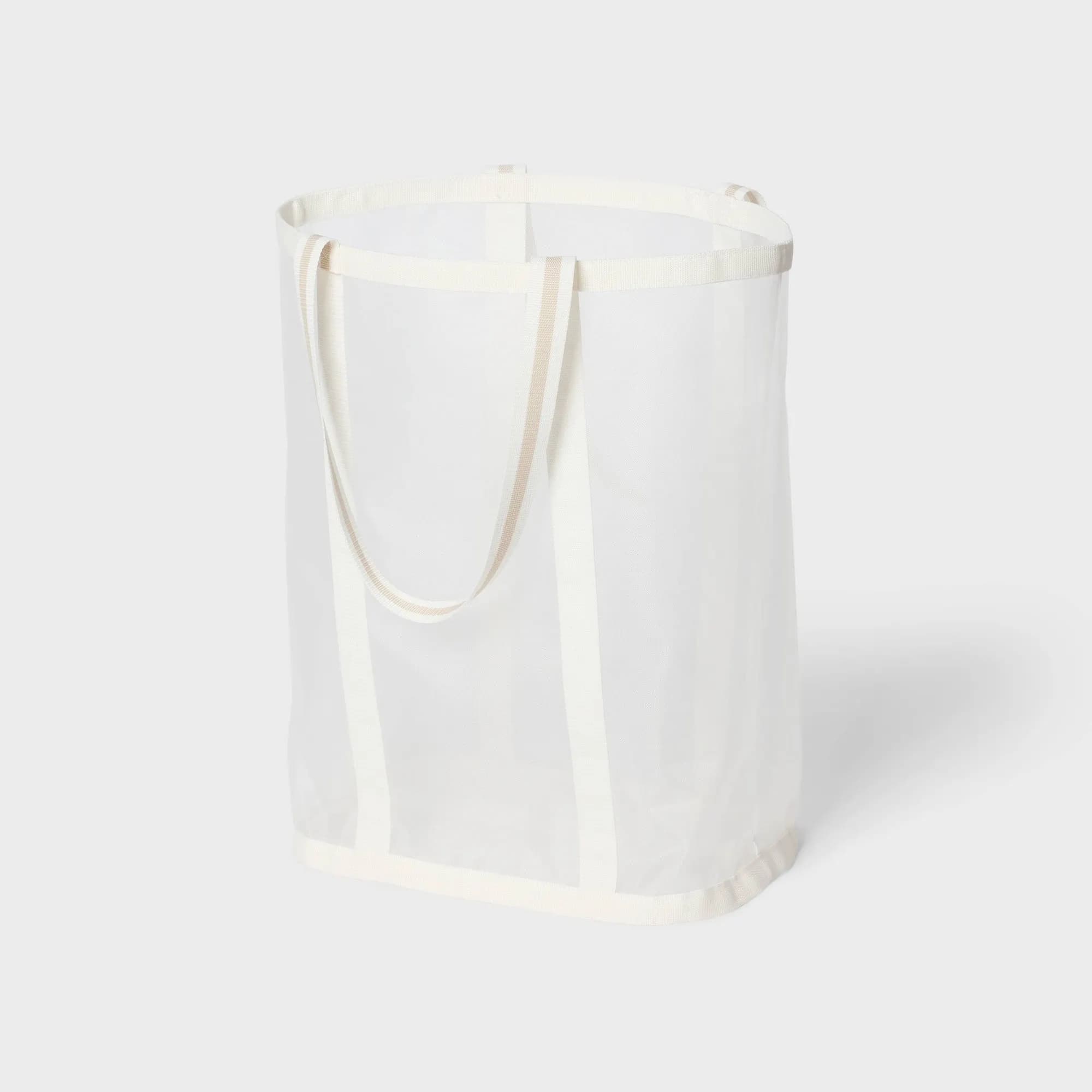 Ivory Mesh Laundry Bag With Drawstring Closure, Breathable Delicates Organizer For Dorm, Travel, And Home Wash Care