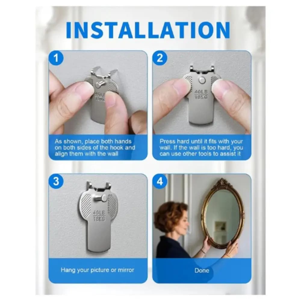 Ganci per Quadri a Griffe Resistenti di Grandi Dimensioni, Ganci per Cornici con Design a Griffe, Kit Hardware Resistente Senza Danni per Quadri