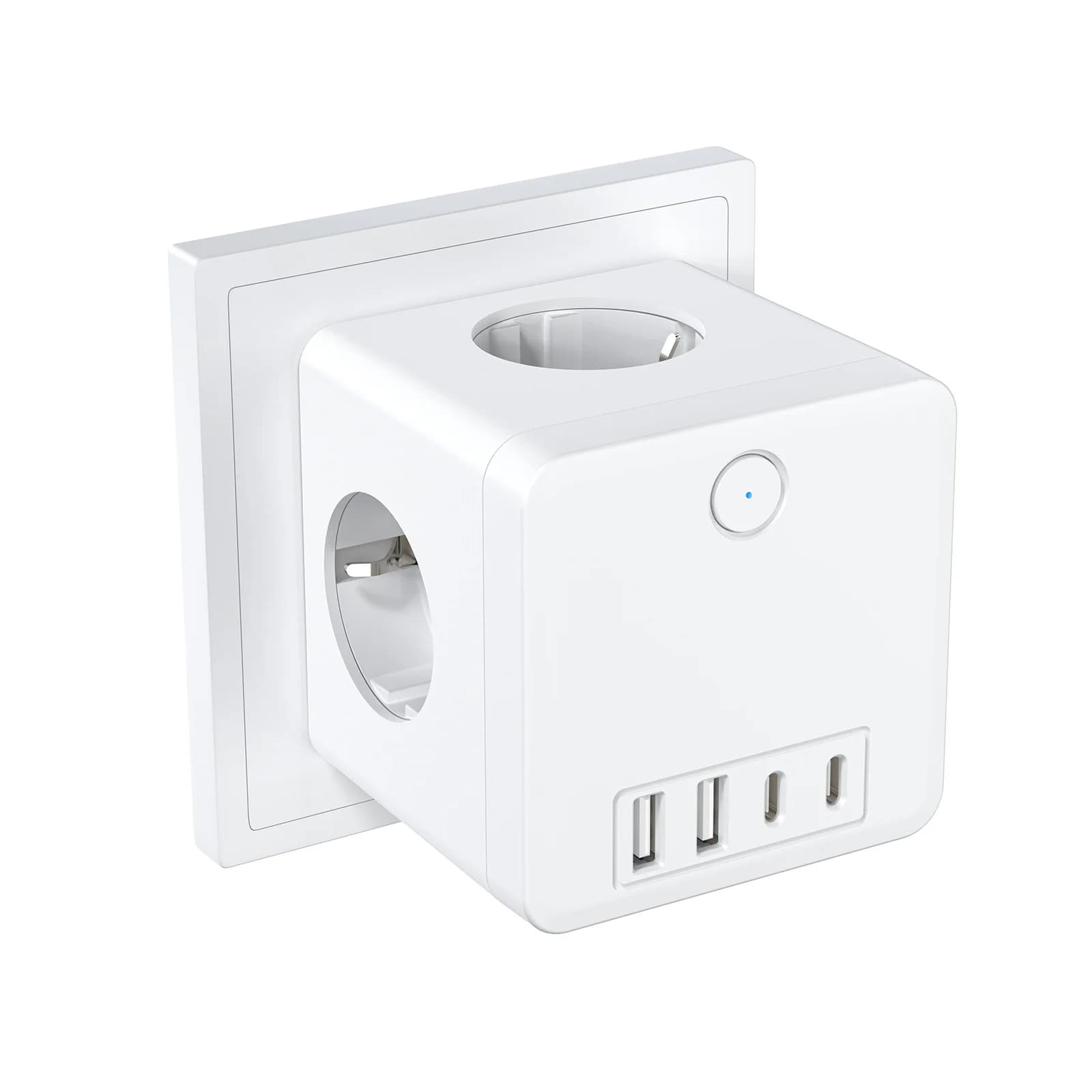 USB socket Multiple socket EU Cube 4 AC sockets 2 USB sockets 2 Type-C with switch EU wall socket adapter for home travel