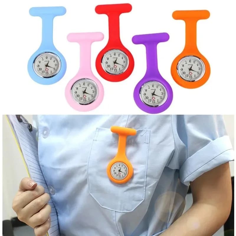 Fashionable Pocket Watch Silicone Nurse Watch with Tunic Pin Pocket Watch with Free Battery Unisex Medical Watch