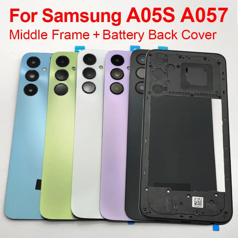 A05S Housing Middle Frame For Samsung Galaxy A05s A057F Battery Cover Back Rear Door Housing Replacement Case With Camera Lens