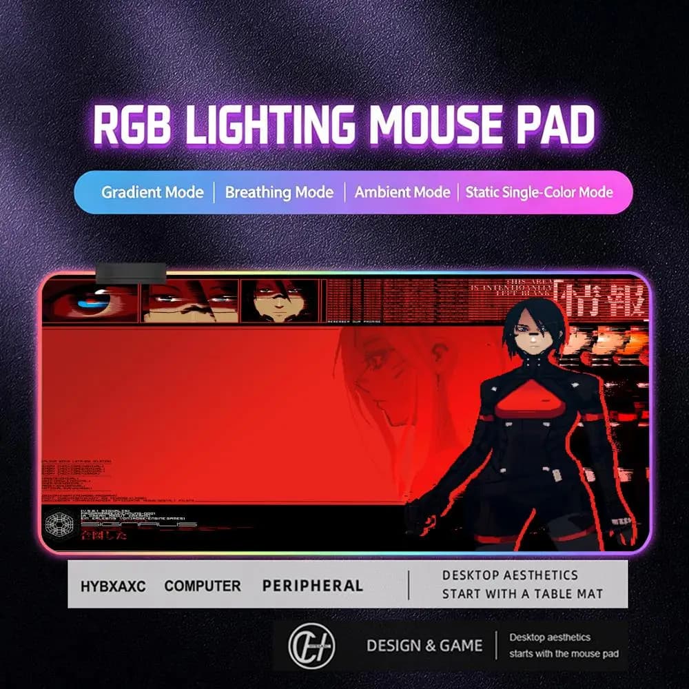 HD HYBXAXC Mouse Pad RGB Gaming Mouse Pad Desk Mat HD Gamer Large LED Light XXL Dark Scary Game S-Signalis RGB Mouse Pad 40X80