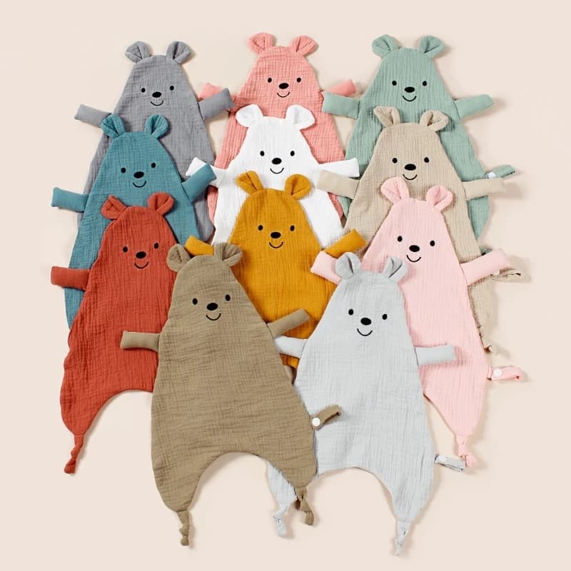 Asciugamano Comfort in Mussola per Neonati, Copertina in Cotone Morbido, Giocattolo per Dormire alla Moda per Bambini, Asciugamano Calmante e Bavaglino