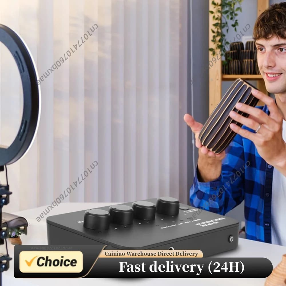 Karaoke Audio Mixer AUX IN/OUT Bluetooth Connection with 2 Mic Inputs Digital Audio Sound Karaoke Machine for TV/PC & Amplifier
