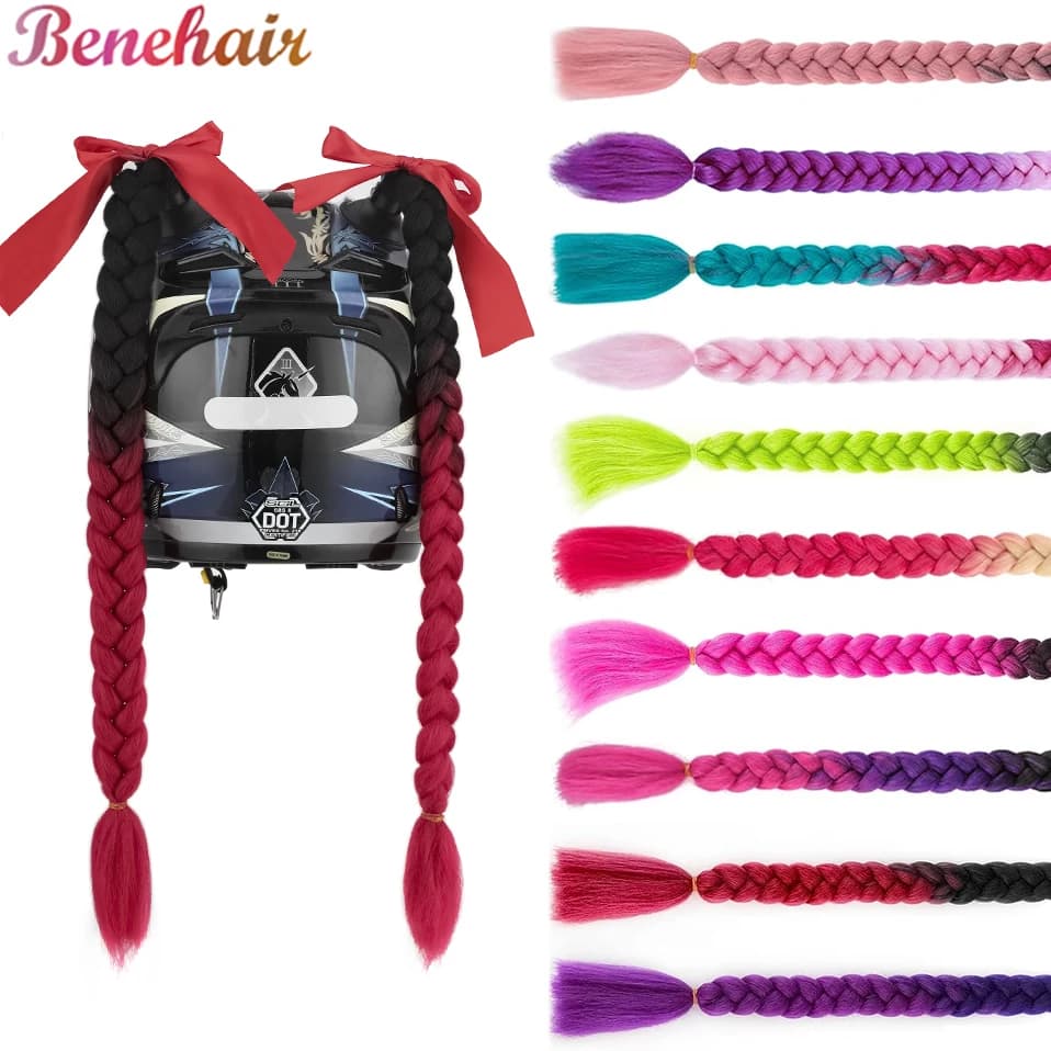 Benehair helmet Pigtail helmet motorcycle tail horse helmet braids hair tail used for any helmets/windy reusable