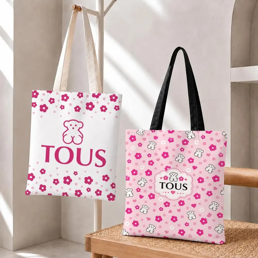 Brand Tous Storage Bags Storage Bags Foldable Canvas Tote Bag, Reusable Fashion Shopping Bag for Women