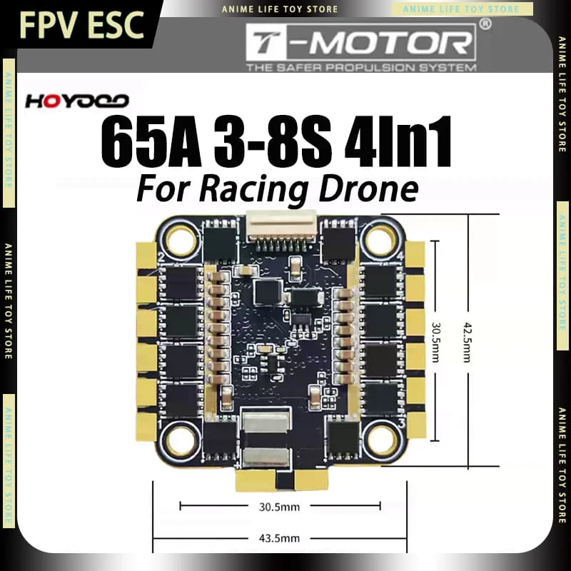 HOYOOO 65A 3-8S 4in1 30.5x30.5mm FPV ESC Leggero XT60, DShot300, DShot600, PWM per Droni da Corsa FPV, Ricambi ESC, Regali T-Motor