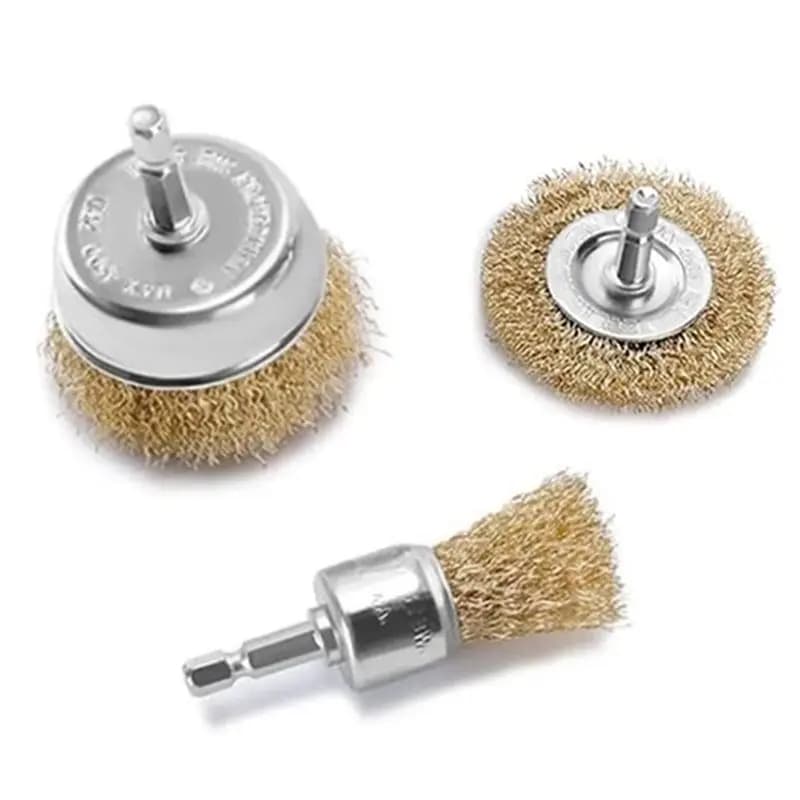 【OFFERTA LAMPO!】Set di Spazzole per Trapano 3 Pezzi - Spazzola da 25Mm, Coppa da 50Mm, Disco da 50Mm - Filo di Ottone per Pulizia di Metallo e Legno
