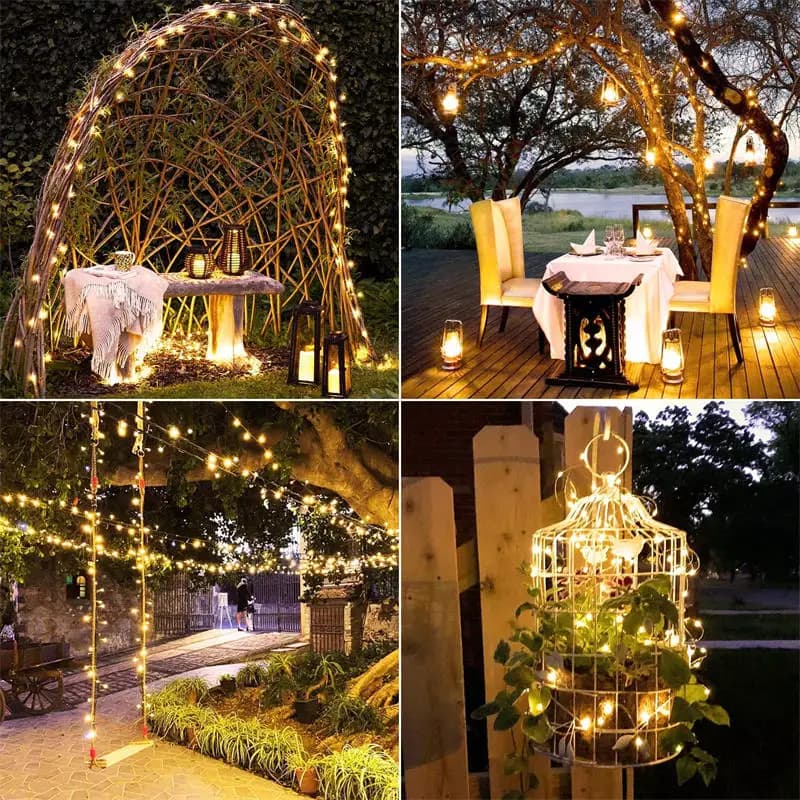Luci Solari LED da Esterno, Catena Luminosa Impermeabile per Giardino, Patio, Albero di Natale, Feste, 6m/12m/23m/33m