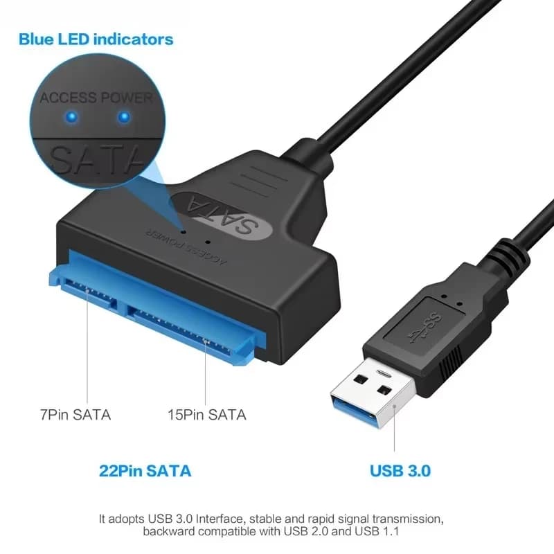 Cavo USB 30 a SATA III Adattatore a 22 pin per disco rigido SSD HDD da 25 pollici Cavo esterno fino a 6 Gbps SATA 30 20