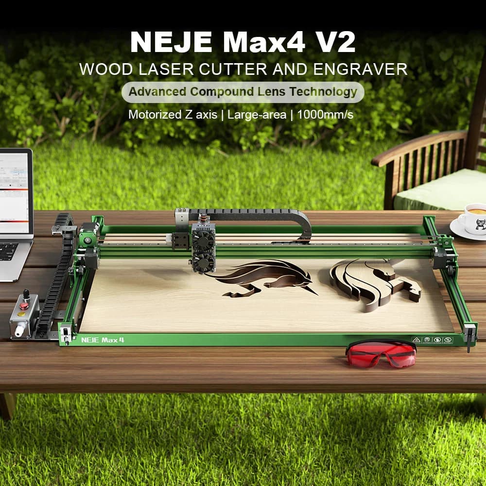 Incisore e taglierina laser NEJE Max 4 V2 aggiornati, 1000 mm/s, asse Z elettrico, 10 W/20 W/30 W, per legno/pietra/vetro/MDF