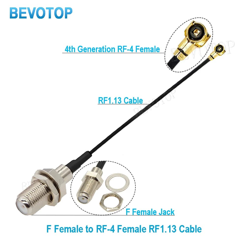 2PCS F Male/Female to u.FL/RF-1/MHF-4 Female Pigtail RF1.13/RG178 Coax Cable for Wifi 3G 4G Antenna Extension Cord Wire Jumper