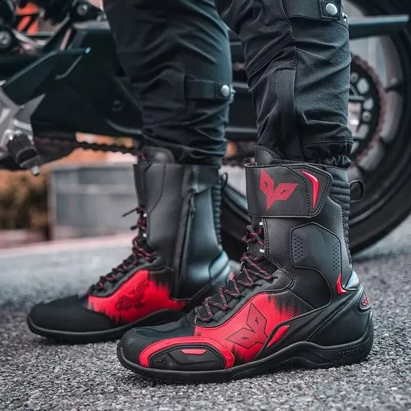 DUHAN Stivali da equitazione per moto Stivali da rally per motocross Scarpe da corsa per motociclisti anticaduta Uomo Donna botas para moto escursionismo