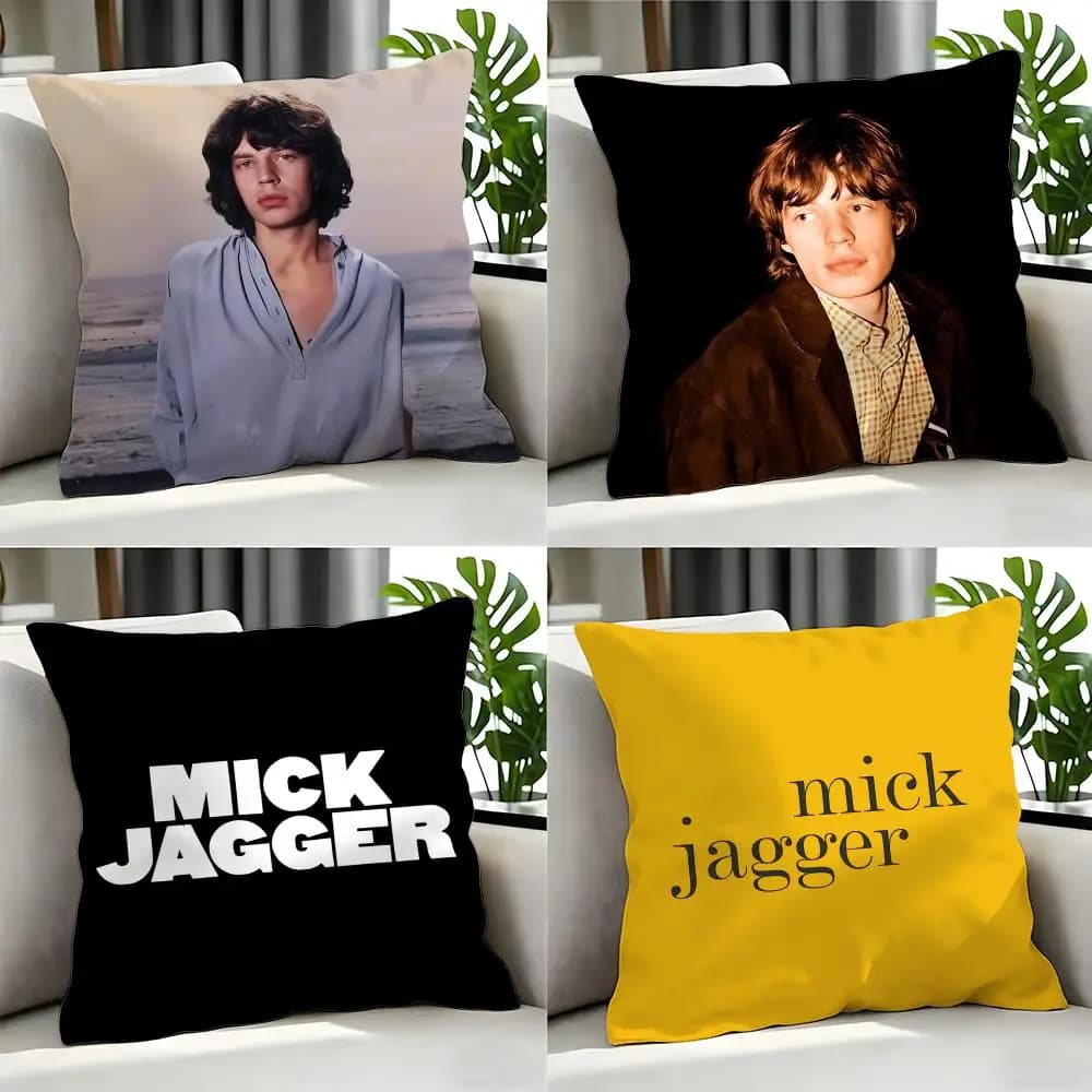 Set di 4 fodere per cuscini Singer - Mick Jagger, 50x50 45x45 40x40, federe decorative per divano e arredamento casa