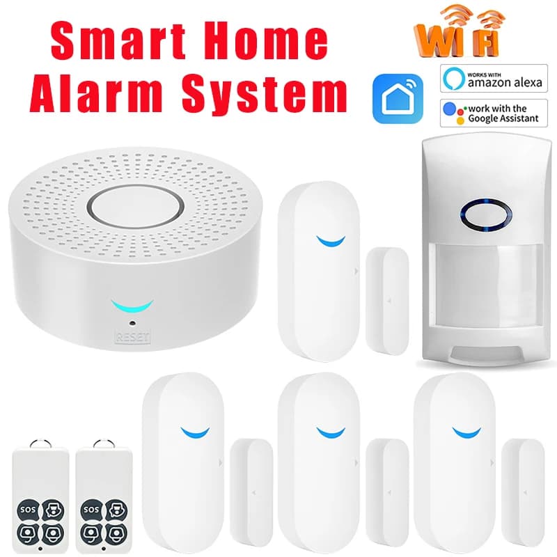 Sensore per Porte Smart Home Tuya WiFi 433MHz, Rilevatore di Apertura/Chiusura Finestre 120dB, Allarme di Sicurezza Compatibile con Alexa e Google, Controllo Remoto tramite App