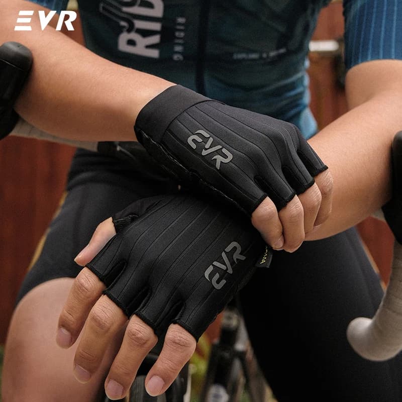 Guanti da Ciclismo EVR Estivi, Guanti da Mountain Bike per Uomo, Antiscivolo, Ammortizzanti, Imbottiti, Mezze Dita, per Bici da Strada