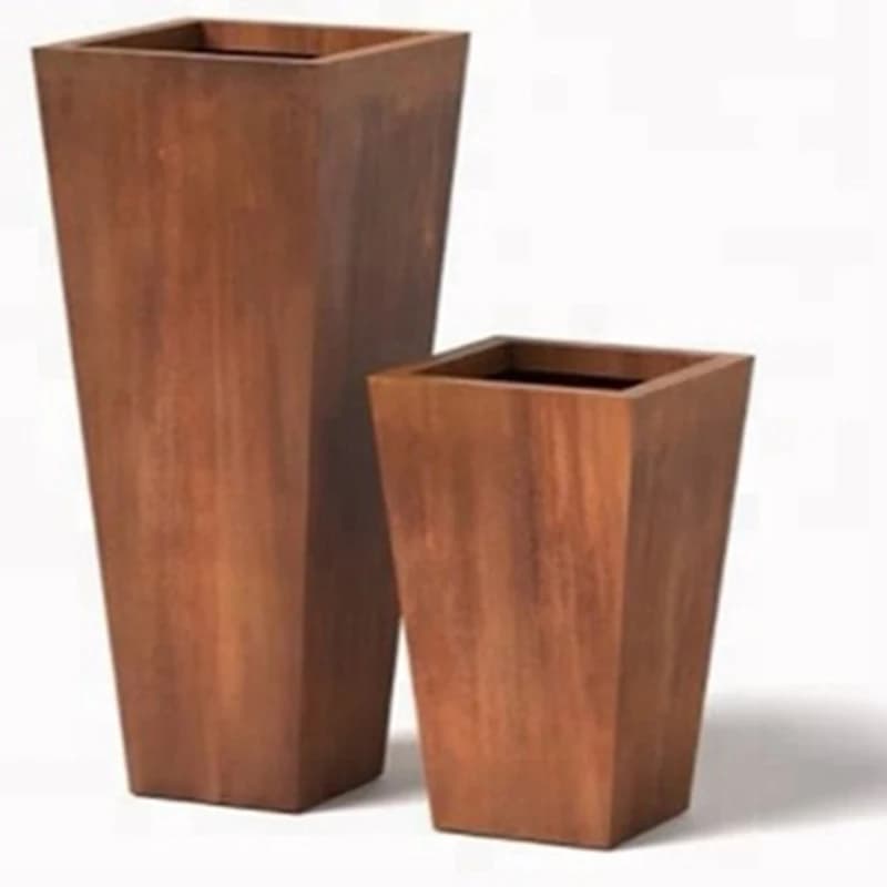 Corten Steel Jars and Planters for Garden Decoration and Plant Growing
