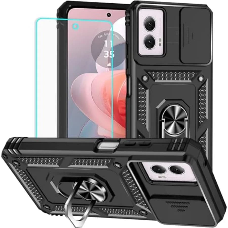 for Moto G Power 5G 2024 Case with Screen Protector: [Military Grade 20ft. Drop Tested] Ring Shockproof Protective Phone Case f