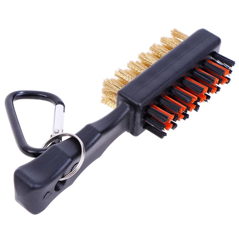 Spazzola per Mazze da Golf 2-in-1, Pulitore Scanalature, Strumento Portatile in Metallo Leggero con Accessori in Nylon per Ferri, Palline e Scarpe - Nuovo Regalo