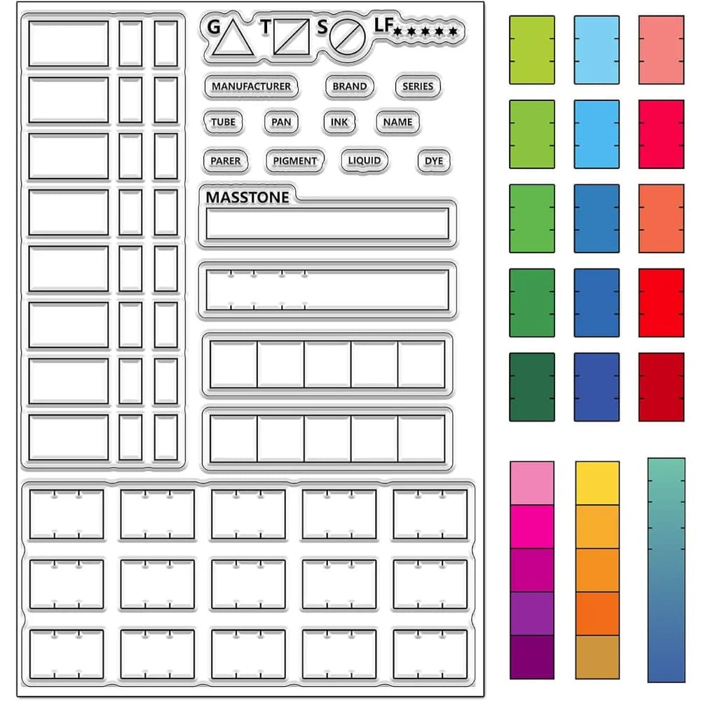 Color Swatches Clear Stamps Palette Reusable Retro Transparent Silicone Stamp Seals for DIY Scrapbooking Supplies making kit