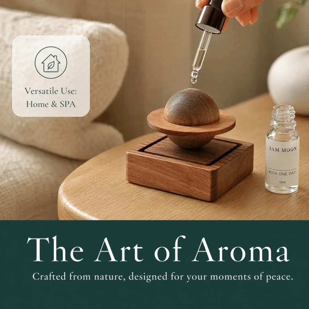 Handmade Wooden Essential Oil Diffuser Jupiter Shape Creative Planetary Diffuser Compact Elegance Car Ornament Home Decoration