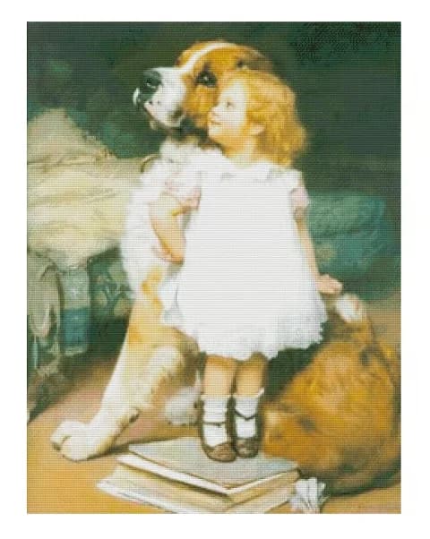 Kit da cucito per ragazza e cane 18CT 16CT 14CT Kit punto croce non stampato Ricamo artistico Ricamo fatto a mano fai da te Decorazioni per la casa