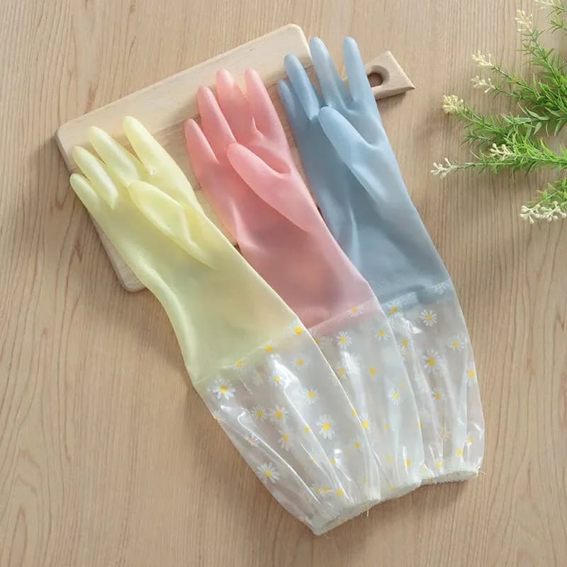 Lavastoviglie da cucina per donna, pulizia, durevole, impermeabile esteso, lavanderia, guanti per la casa, gomma