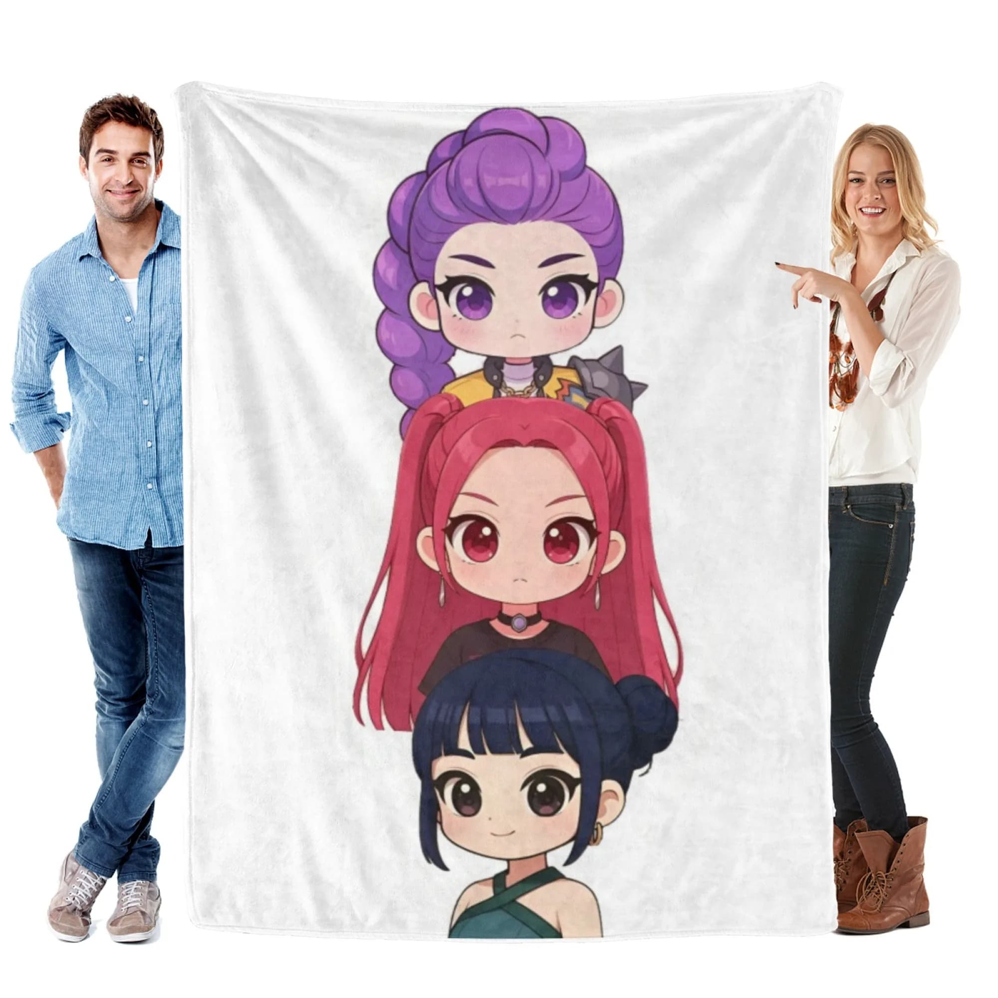 Coperta in pile di flanella con stampa KPOP Witch Hunting Team, disponibile per quattro stagioni, adatta per camera da letto e divano, morbida e confortevole