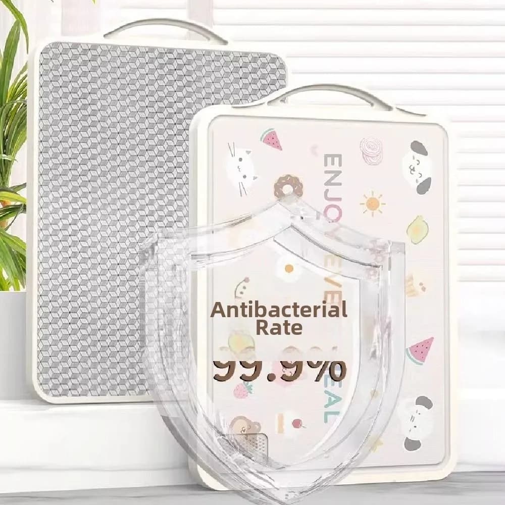 Tagliere Anti-Muffa a Doppia Faccia, Antiaderente, con Design Cartoon, Antibatterico, con Manico Antiscivolo