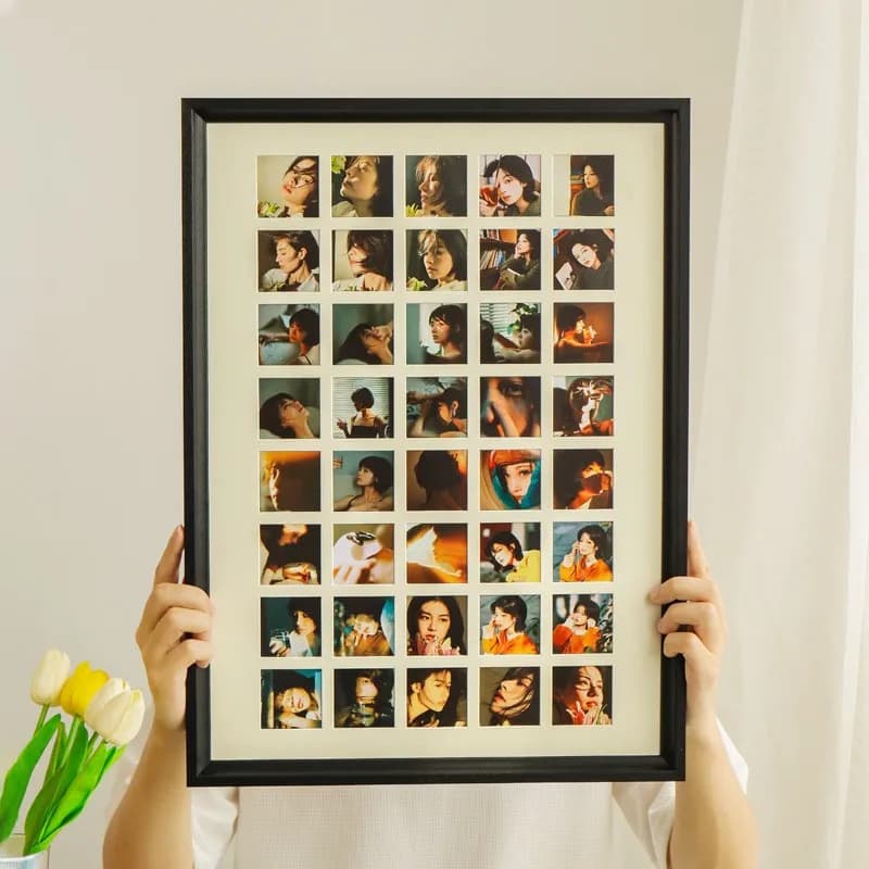 Large Size Wood Picture Frame Multi-grid Card Paper Wall Hanging Creative DIY Couple Best Friend Photo Frame Home Decor
