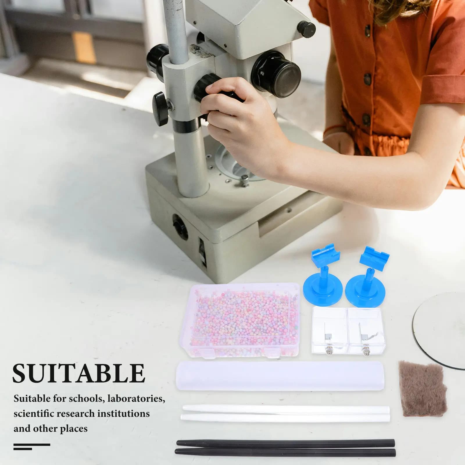 Kit per Esperimenti Elettrostatici: Asta di Vetro, Asta per Attrito della Seta, Supporto Rotante - Strumento Didattico per Laboratorio di Fisica e Aula Scolastica, Set Scientifico