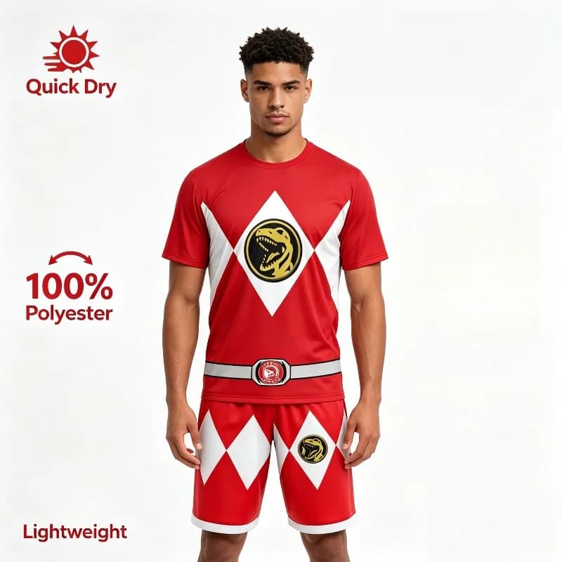 T-shirt Girocollo a Maniche Corte 2026 Dinosaur Totem Dinosaur Team Red Team, Popolare, Set Sportivo Ninja a Maniche Corte ad Asciugatura Rapida