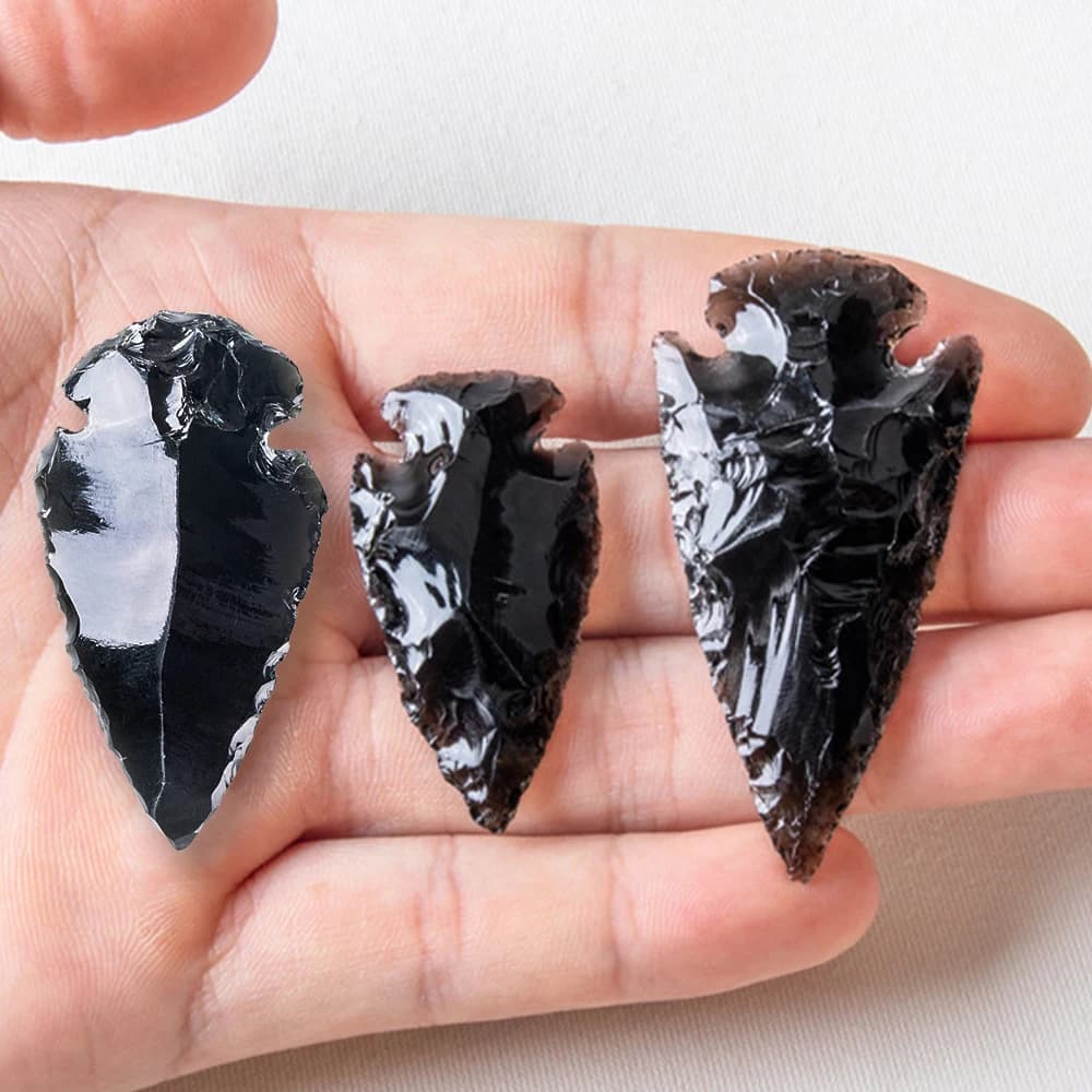 Black Obsidian Arrow Energy Stone Natural Obsidian Arrow Gift Reiki Healing Black Lucky Charm DIY Material Handmade Stone Crafts