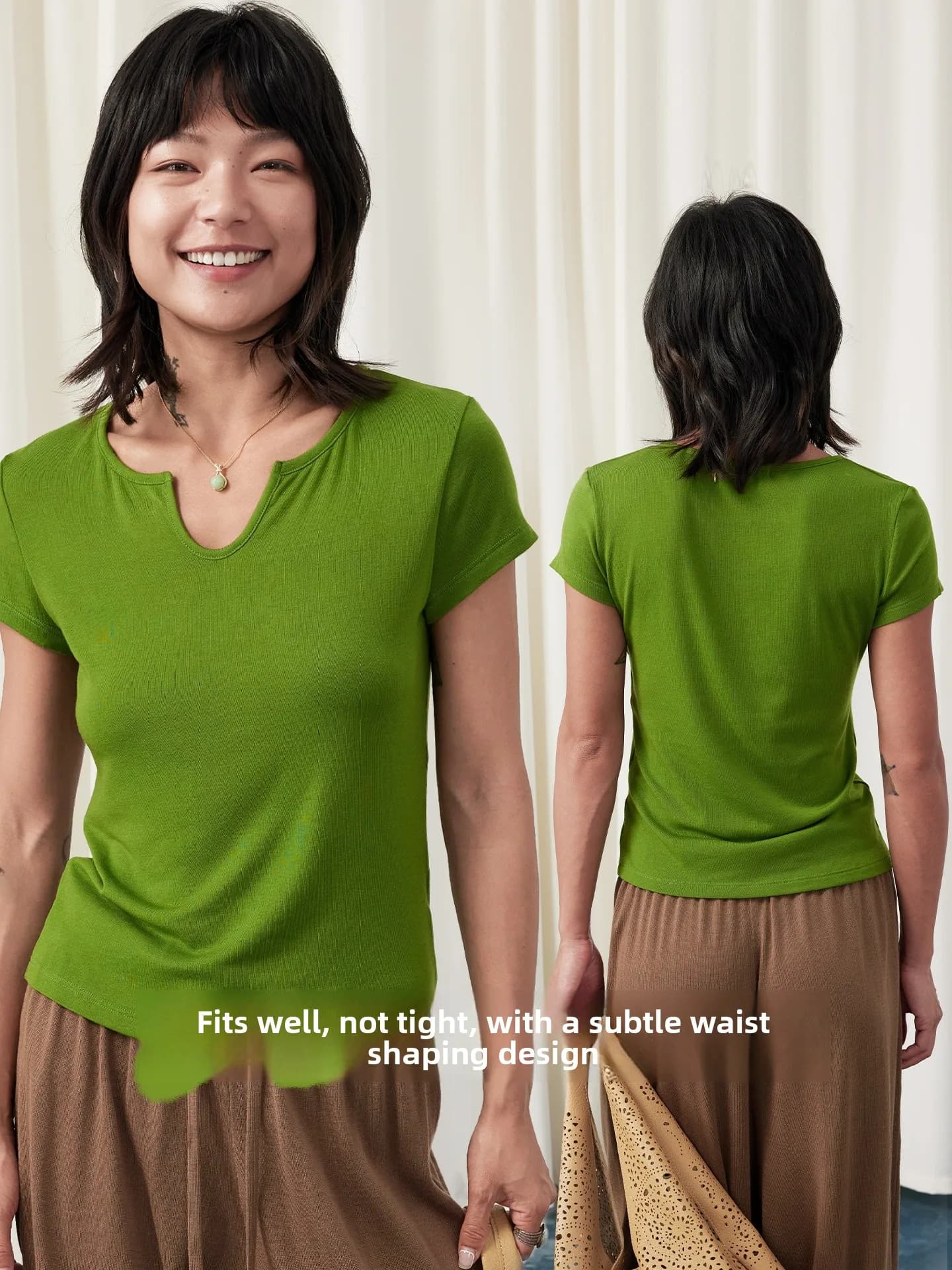 Lagur Women's Slim Fit Short Sleeve T-Shirt Casual Style Breathable Wool Lyocell Summer Top Quality Fashionable Shirt