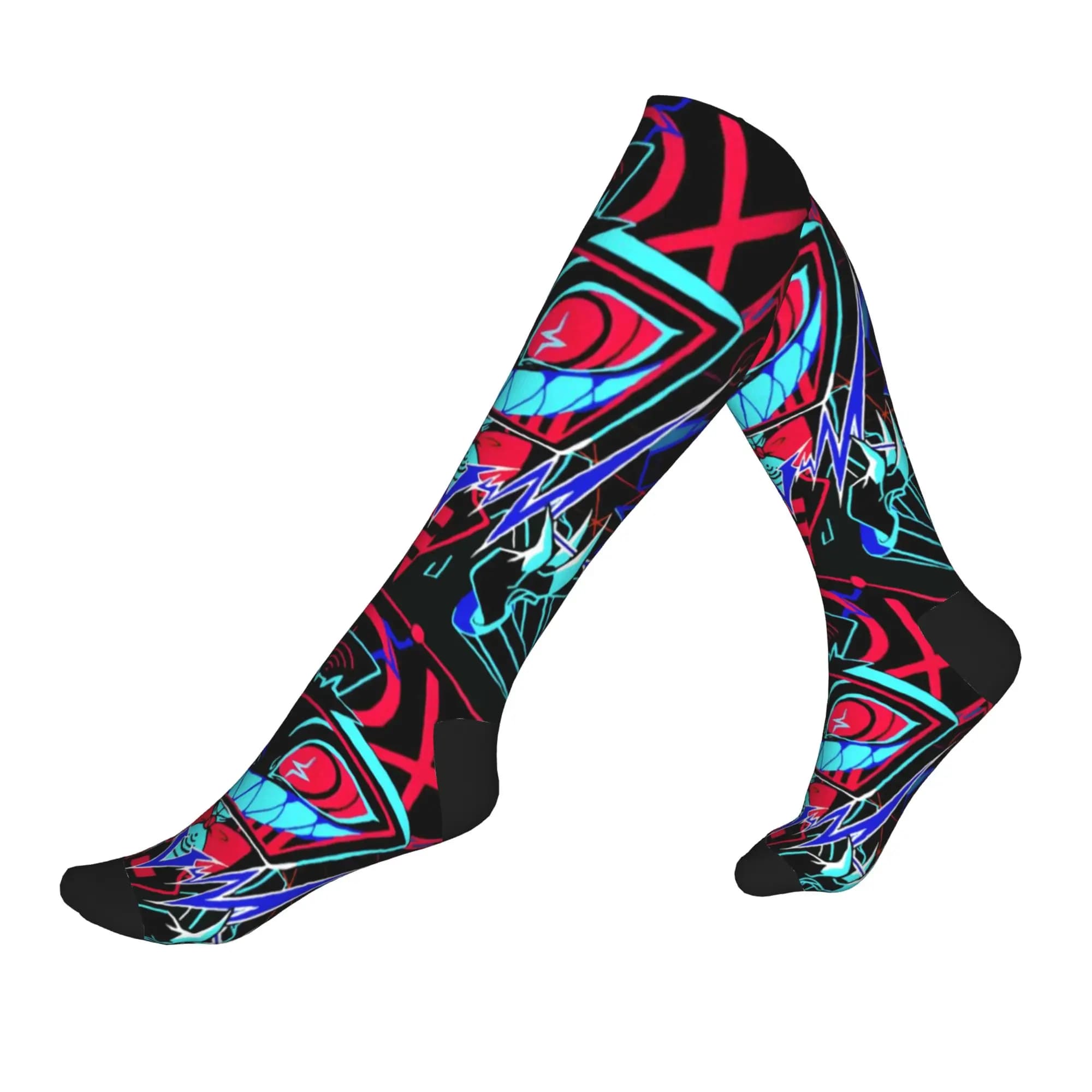 Divertenti calzini Hazbins Anime Animation Hotel Vox per uomo e donna, calzini sportivi a compressione con stampa 3D, calzini sportivi da calcio