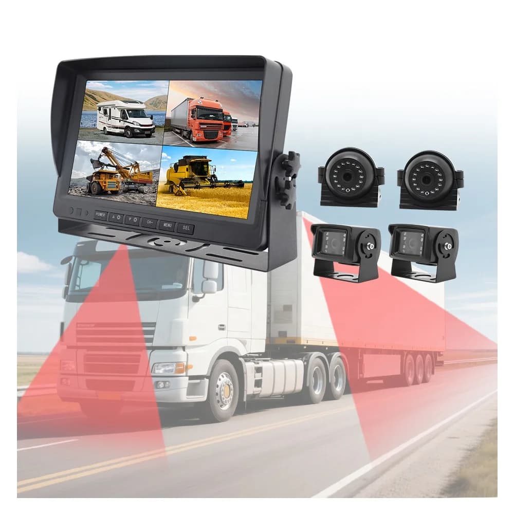 Sistema di monitoraggio con telecamera di sicurezza cablata/WiFi per camion, schermo da 9 pollici, telecamera da cruscotto a 360 gradi, specchietto retrovisore.