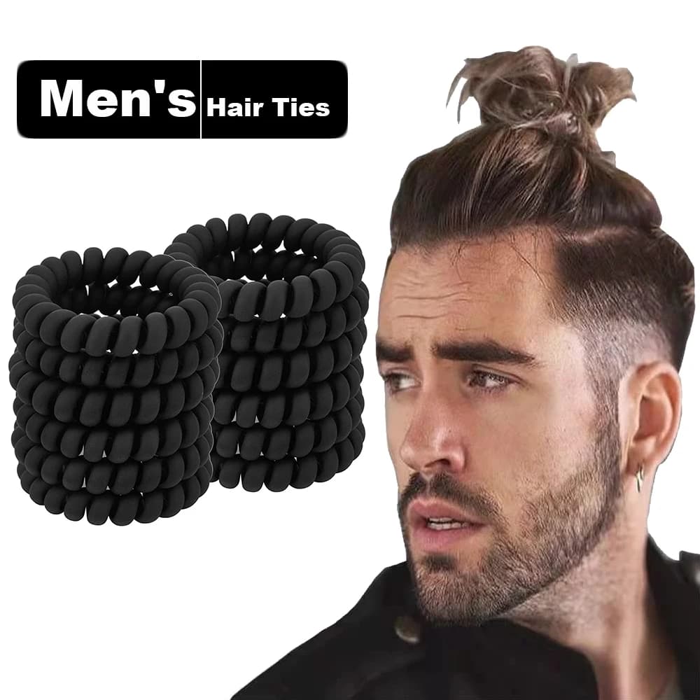 Elastici per capelli a spirale neri Elastici opachi senza traccia Fascette per capelli sportive Accessori per capelli per capelli ricci da uomo Capelli lunghi Capelli spessi