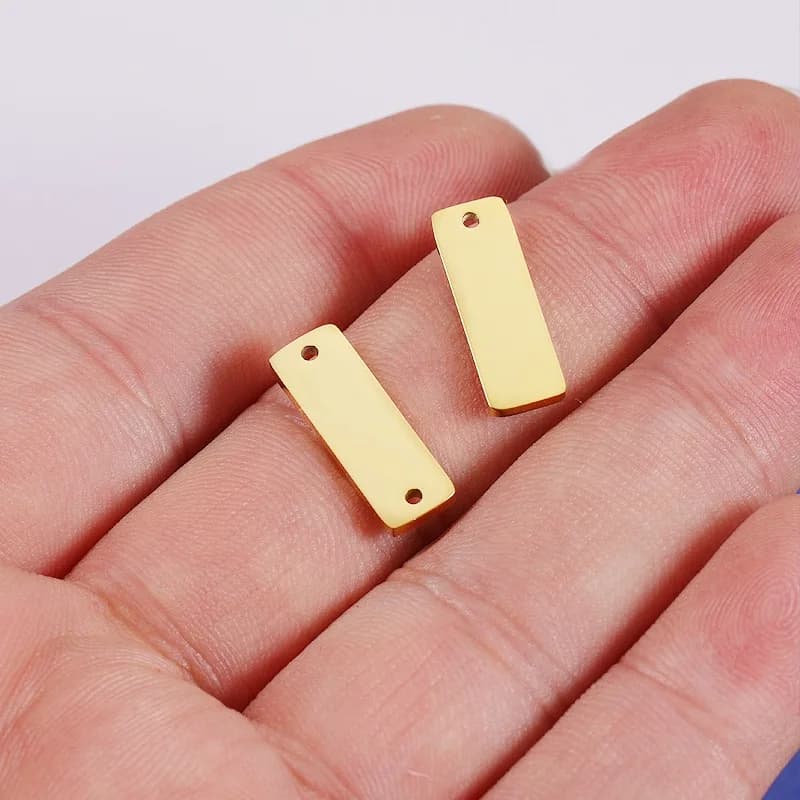 10 pcs 8*22mm geometric shaped label stainless steel mirror polished diy accessories can be laser engraved pendant