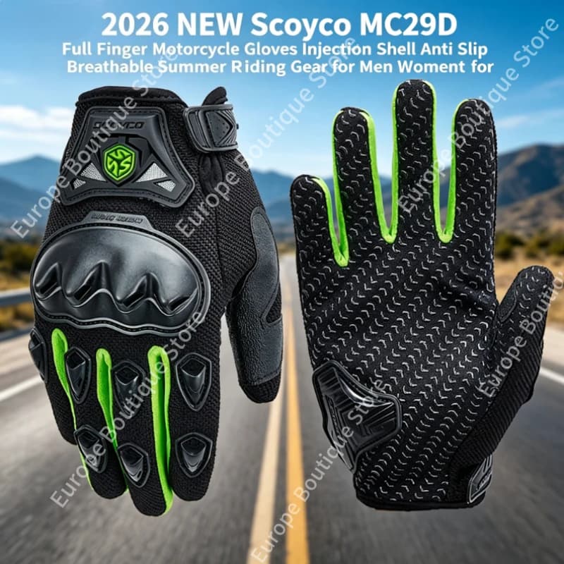 NUOVI Guanti da Moto Scoyco MC29D 2026 Mezze Dita con Guscio in Fibra di Carbonio Traspiranti Antiscivolo Antiurto per Uomo e Donna
