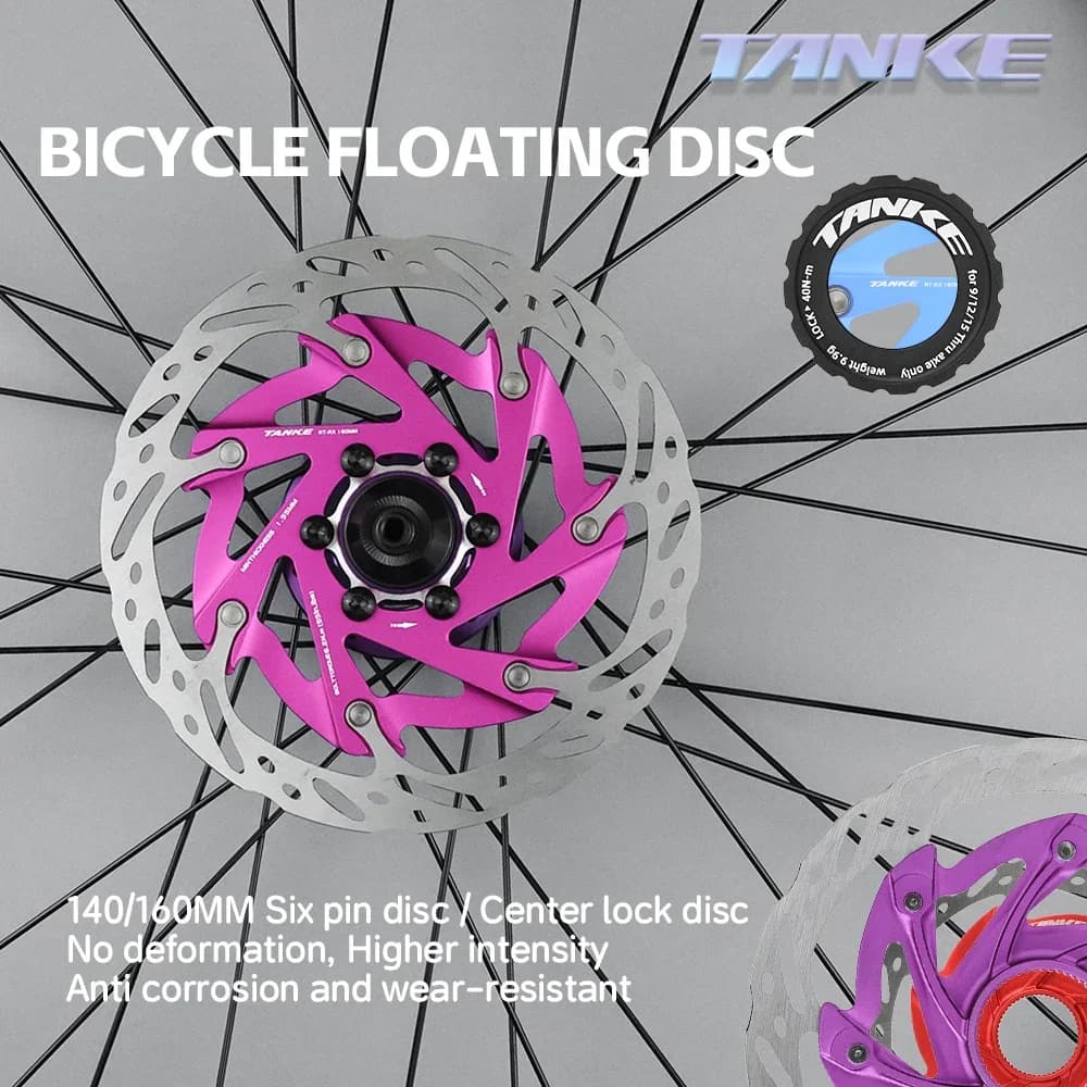 TANKE Rotore del freno a disco per bicicletta 140/160 Rotori galleggianti per bici Acciaio inossidabile Raffreddamento rapido Disco ultraleggero Dissipazione del calore Mtb
