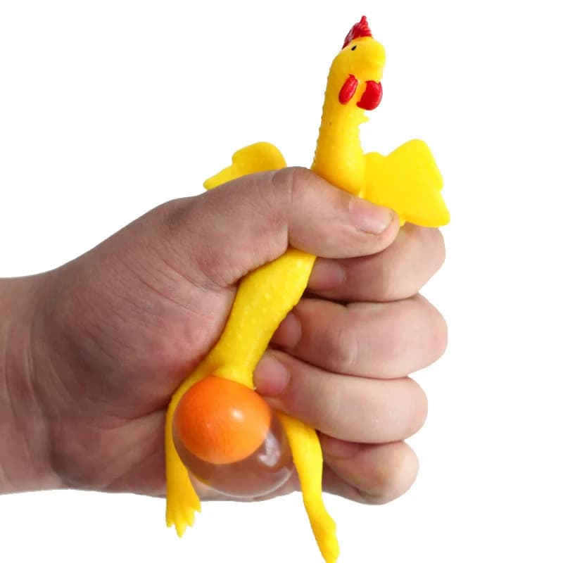 1 Pezzo Portachiavi Antistress Divertenti, Giocattoli a Forma di Gallina che Pone Uova, Portachiavi Sorpresa Squishy per Bambini