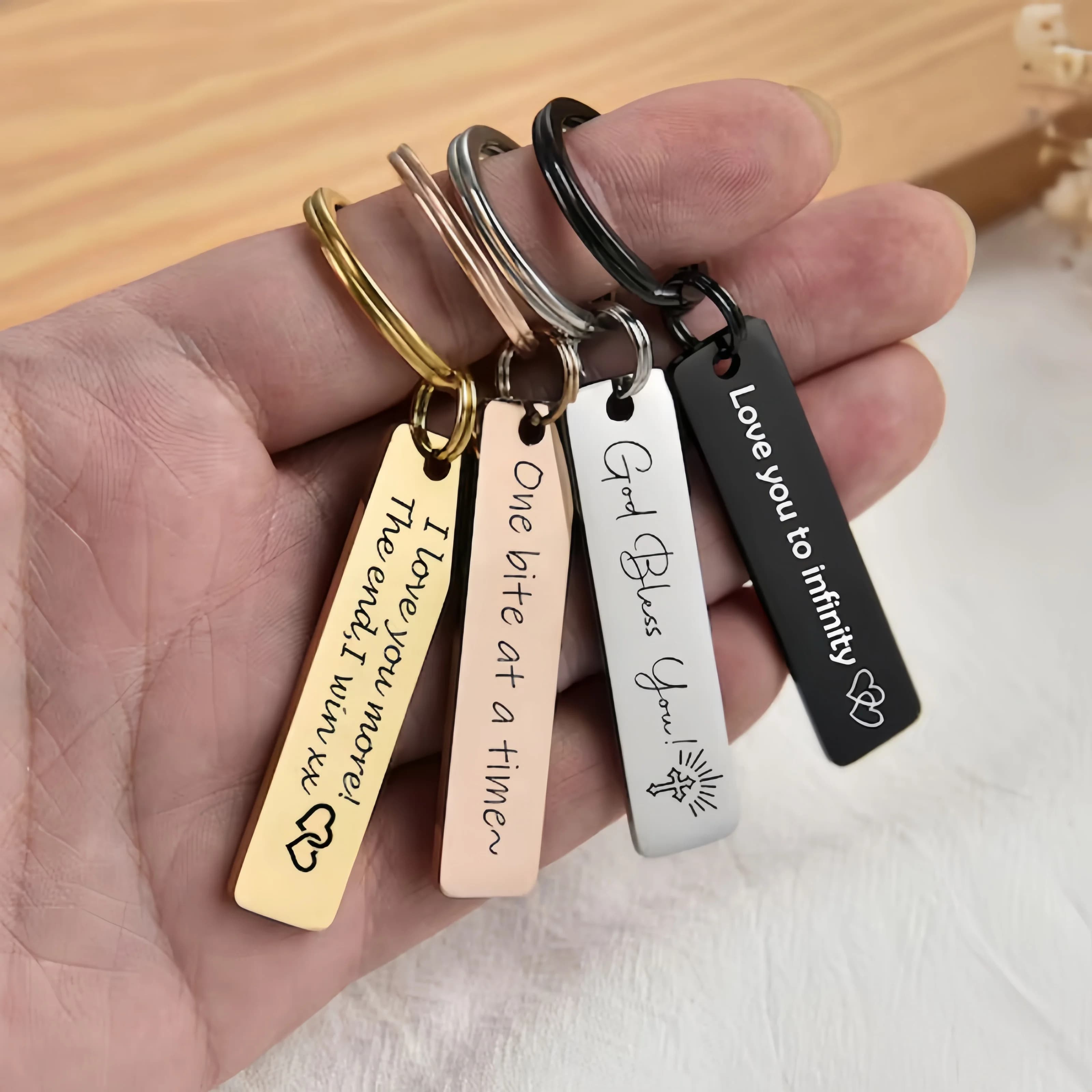 Custom Keyring with Laser Engraved Name, Elegant Stainless Steel Keyring, Design Jewelry, Gifts