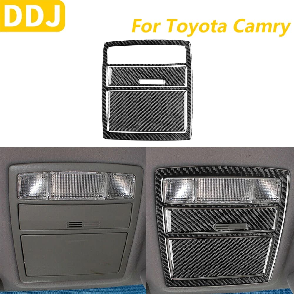 For Toyota Camry 2007-2011 Carbon Fiber Front Roof Light Lamp Cover Panel Decorative Accessories Auto Decoration Sticker